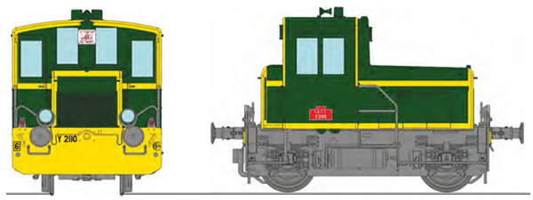REE Modeles MB-148S - French Shunting Locomotive Class Y 2103 SNCF green, yellow front beam, yellow strip, grey frame, Di